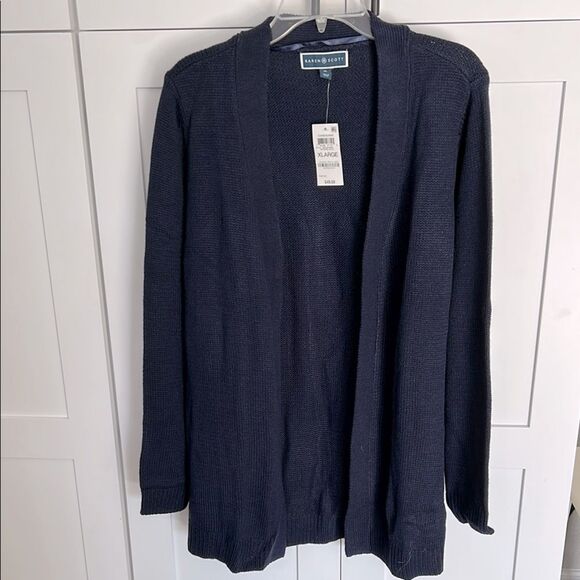 Karen Scott Navy Open Front Cardigan - XL - NWT - Picture 1 of 4